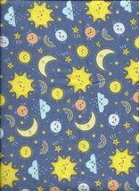 New Camelot Fabrics Cheerful Sky on Blue Flannel Fabric by the Quarter Yard - £1.90 GBP