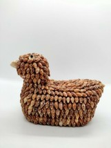 Vintage Handmade Brown Shell Art Figural Chicken Bird Duck Lidded Trinket Box - £11.65 GBP