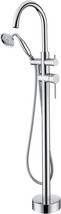 Wowkk Tub Filler Freestanding Bathtub Faucet Chrome Floor Mounted Brass Bathroom - £296.65 GBP