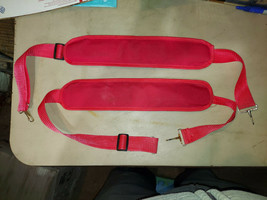 21YY24 Pair Of Red Shoulder Straps: 45&quot; Max Length, 1.5&quot; Wide, W/ 15&quot; X 3.5&quot; Pad - £9.11 GBP