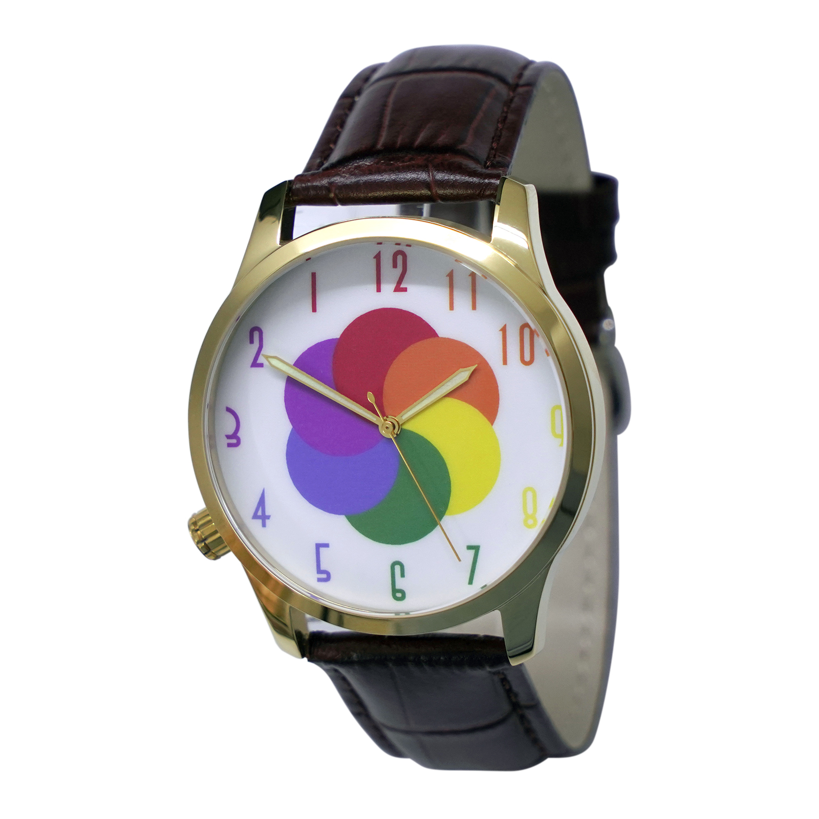 Primary image for Backwards Watch Rainbow Numbers Gold Case Personalized Watch Men Watch Free ship