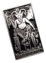 Devil Pin Badge Brooch Tarot Card Silver Effect Emo Goth Occult Magic Satan - £4.16 GBP