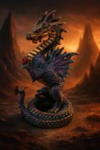 VTG Dragon King Figurine 1989 FM ~ Hand-Painted &amp; Gem Stone, Fantasy Col... - $368.88 MXN