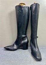 FENDI Black Leather Tall Boots Size 10M Made in Italy - £222.00 GBP