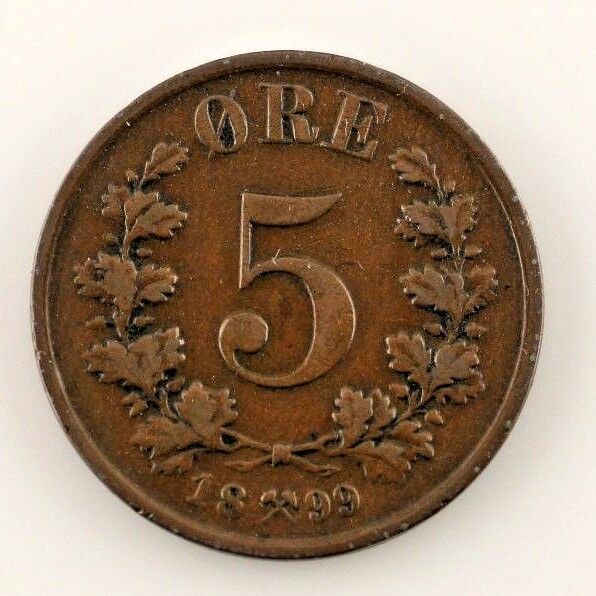 Primary image for 1899 Norway 5 Ore (VF) Very Fine Condition