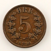 1899 Norway 5 Ore (VF) Very Fine Condition - $46.61