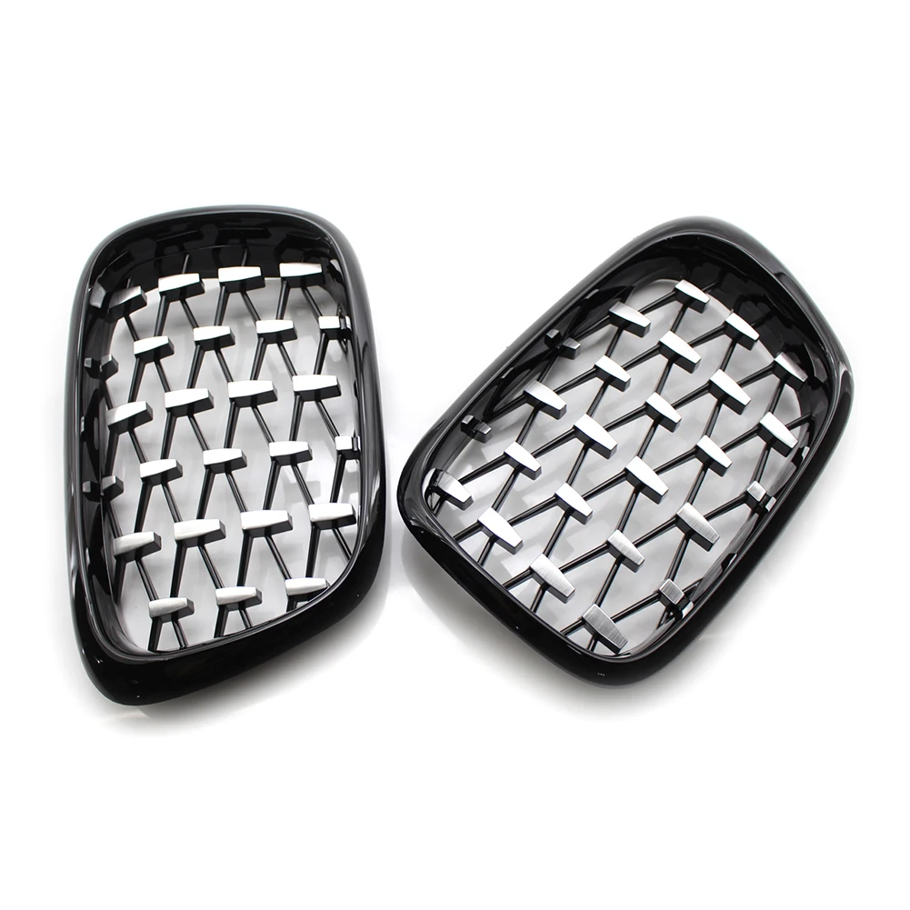 1 Pair Diamond Kidney Grille Grill Replacement Chromed Black for BMW E39 99-03 - £31.22 GBP