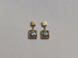 Vintage Rhinestone Drop Dangle Earrings Pierced 31464 Goldtone Clear - £23.38 GBP