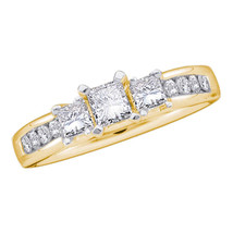 14k Yellow Gold Princess Diamond 3-stone Bridal Wedding Engagement Ring 7/8 Ctw - £1,281.33 GBP