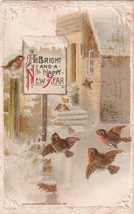 1911 John Winsch New Year&#39;s January 1st Song Birds Embossed Vinita Postcard D47 - £2.39 GBP