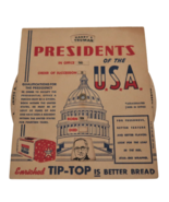 1947 Presidents of the USA, Wheel Tip-Top Bread Advertising Washington t... - $19.99
