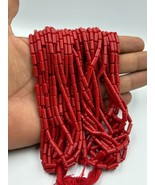 Undyed Ox REd Italian Coral center Drill tube beads bunch 20 string 15 i... - £183.06 GBP