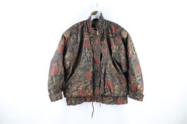 Vintage 90s Streetwear Womens Medium Abstract Flower Full Zip Puffer Jacket - $1,114.05 MXN