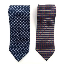 Vintage Brooks Brothers Makers Ties Blue Geometric 3.5” Wide 57” 59” Set... - $34.69