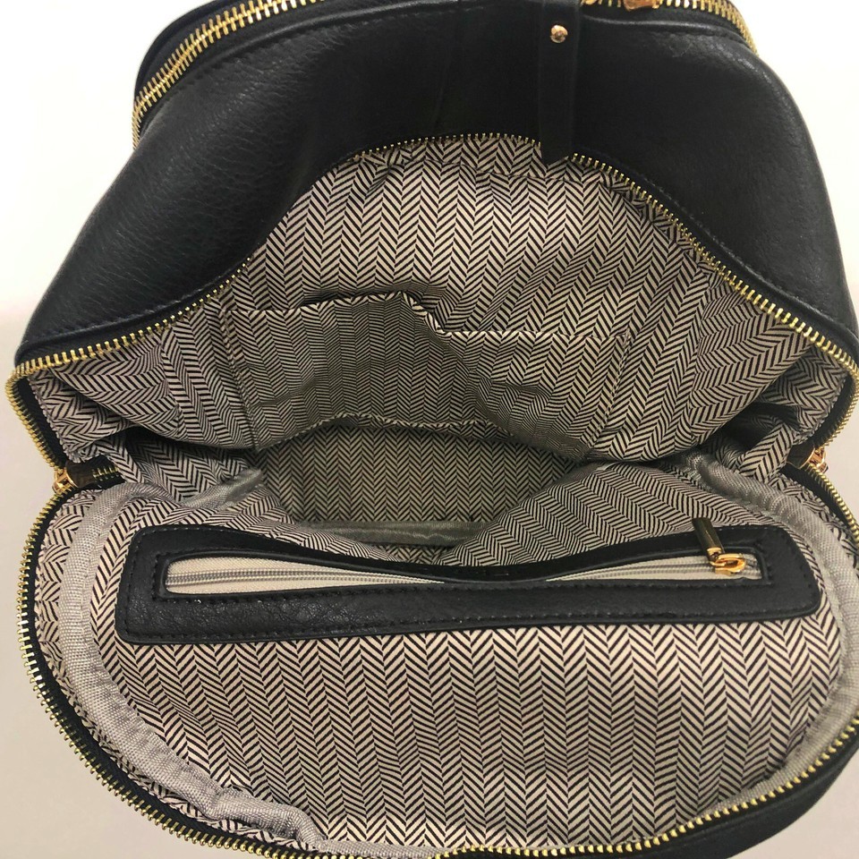 Jen & Co. Black Backpack Handbag Vegan Leather Black 11x13x6 inches Item image 9