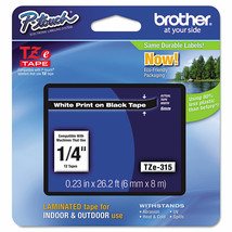 Brother TZe Standard Adhesive Laminated Labeling Tape 1/4w White on Blac... - $33.24