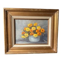 Original Oil Floral Painting By Otis Smith 15” x 18” Flowers Orange Yellow - £25.37 GBP