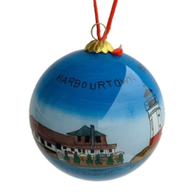 Historic Harbourtown 1837 Vermilion Ohio Reverse Paint Glass Christmas Ornament - £19.32 GBP