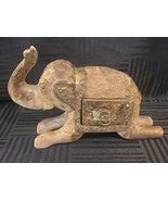 Vintage India carved wooden elephant sculpture with a drawer - £28.04 GBP