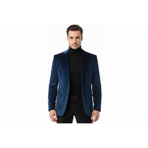 Men's Velvet Sports Coat Grammy Amy Award By BASSIRI , LEONARDI J1042 Royal Blue image 2