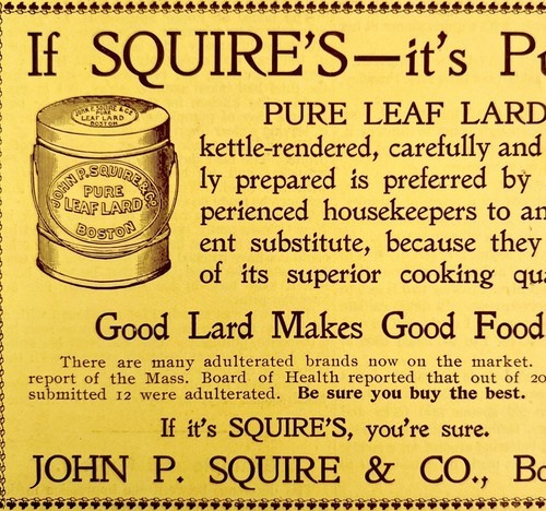 Squires Pure Leaf Lard 1897 Advertisement Victorian Baking Fat DWFF18 - $19.99
