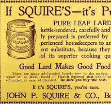 Squires Pure Leaf Lard 1897 Advertisement Victorian Baking Fat DWFF18 - €17,08 EUR