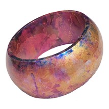 Hand Painted  Marble Effect Wide Oval Resin Bangle Bracelet for Women Girls Fash - £27.97 GBP