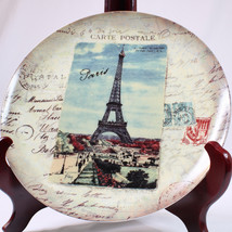 PARIS EIFFEL TOWER THEMED Plate Stoneware Colorful 9 1/2&quot; VERY Good Cond... - £8.83 GBP
