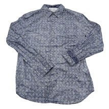 Elie Tahari Shirt Mens L Blue Floral Button Up Long Sleeve Collared Top - $19.68