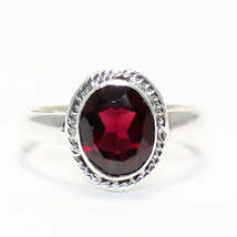 Attractive NATURAL RED GARNET Gemstone Ring, Birthstone Ring, 925 Sterling Silve - £25.72 GBP