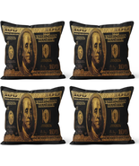 GUBIYU Black Gold Money Dollar Bill Throw Pillow Cover 100 Hundred Dolla... - £23.63 GBP