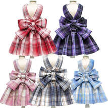 Plaid Dog Dress Bow Tie Harness Leash Set for Small Dogs Cats - $26.95