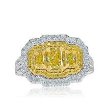 GIA Certified 1.87 CT Natural Fancy Yellow Radiant Diamond Ring 18k White Gold - $5,642.01