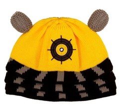 Doctor Who Yellow Dalek Image Knitted Licensed Beanie Hat, NEW UNWORN - $11.64