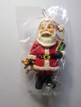 Santa Claus Vintage Christmas Tree Ornament  UNUSED Saint Nick Holds Teddy Bear - $13.50