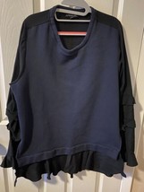 Lane Bryant Pullover Shirt/Blouse Black Long Ruffled Sleeves Size 14-16 - $9.85