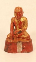 Antique Burmese Shan seated Buddha in wood and red lacquer sale - $98.01