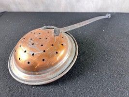Antique French Kitchen Tool !  French Copper Strainer Ladle Thick Iron H... - $44.54