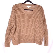 Umgee USA Open Knit Tan Oversized Sweater Size Small - £10.82 GBP
