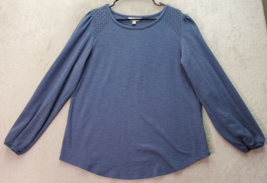 LC Lauren Conrad Sweater Womens Large Blue Lace Polyester Long Sleeve Round Neck - £17.31 GBP