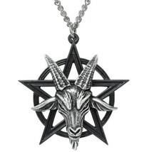 Alchemy Gothic Baphomet Pendant Pentagram Occult Goat Head Deity Necklace P906 - £24.99 GBP