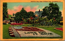 American Flag Garden Roger Williams Park Providence RI Linen Postcard A4 - £2.29 GBP