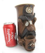 VTG Stoneware Tankard Mug Large Mahon Grog Mustache Cowboy Beer Stein 3D... - $39.55