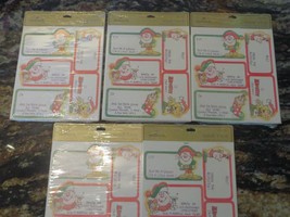 5 Sets Vintage Hallmark Christmas Elf Stickers Package Labels Humor Funny 1970s - £11.67 GBP