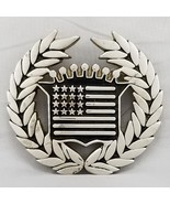 Belt Buckle Cadillac Logo American Flag Wreath Crown Crest Heavy Silver ... - £39.77 GBP