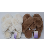 Stars Above Slippers Size 11-12 Slip On Women’s Cross Band Faux Fur Lot ... - $26.94 CAD