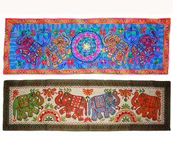 Wall hanging wall tapestry table runner throw elephant embroidery patchwork art - £19.96 GBP+