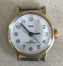 Vintage 90s Timex Stainless Steel Goldtone White Face Metal Watch Face N... - $19.99