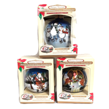 Christmas Ornament Hand Painted Glass Santa Angel Snowman Set of 3 In Boxes - $24.89