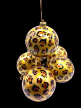 Pier 1 Christmas Ornaments Balls Leopard Animal Print Set Lot 6 Capiz Shell 4&quot; - £55.64 GBP